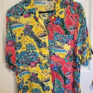 Vintage Map print top sz L